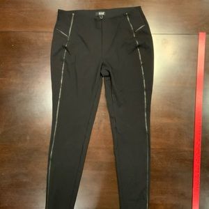 A.N.A. A New Approach Womens Black Faux Leather Trim Leggings Size Large